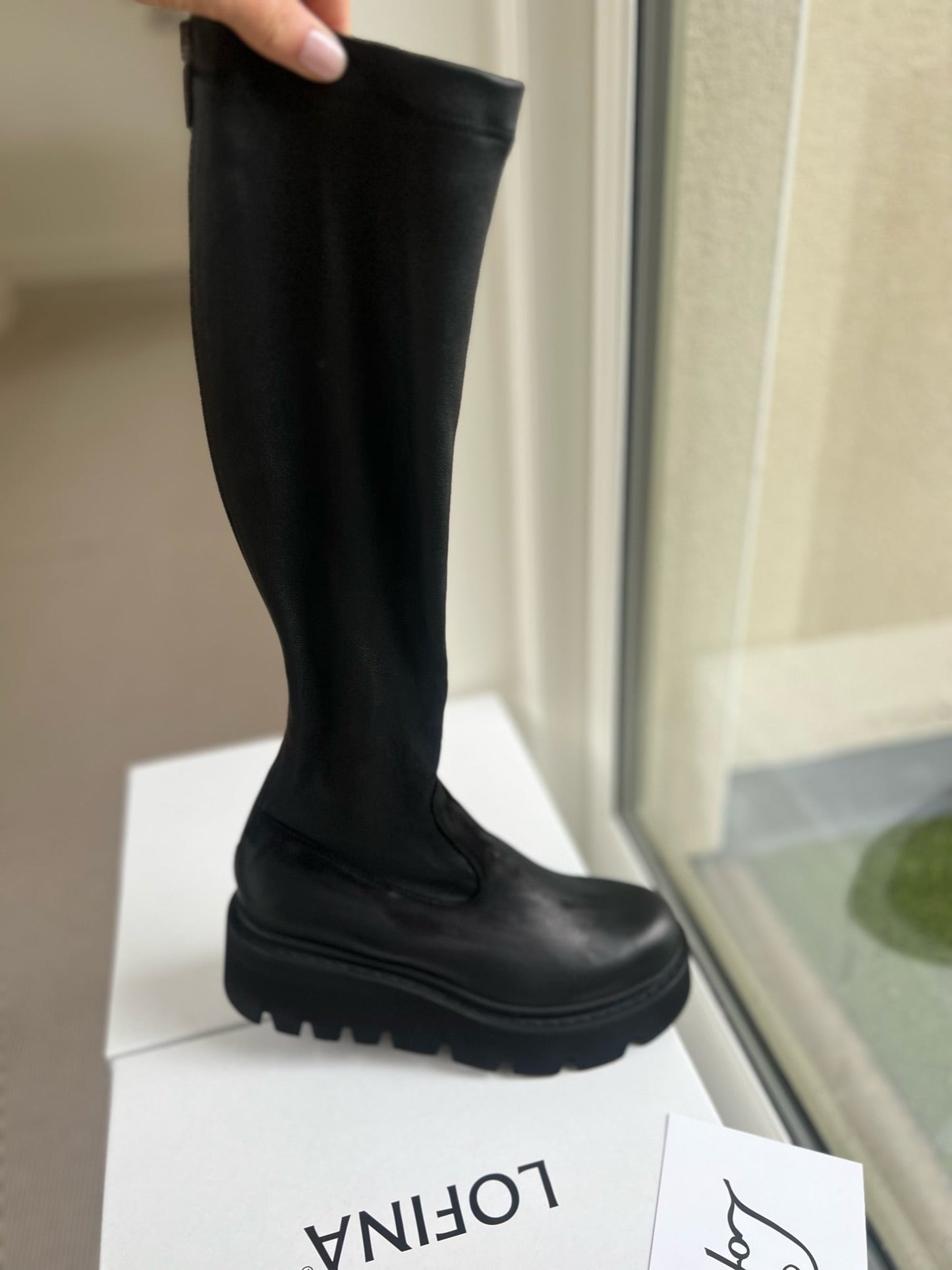 Lofina Footwear Lofina Leather Nappa Knee high Boot in black