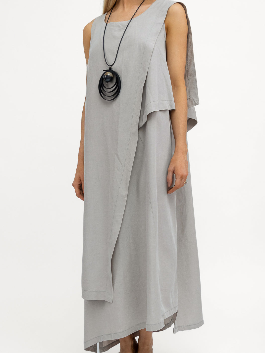 Lotus Eaters Dress Mesca Asymmetric Maxi Dress In Greige From Lotus Eaters
