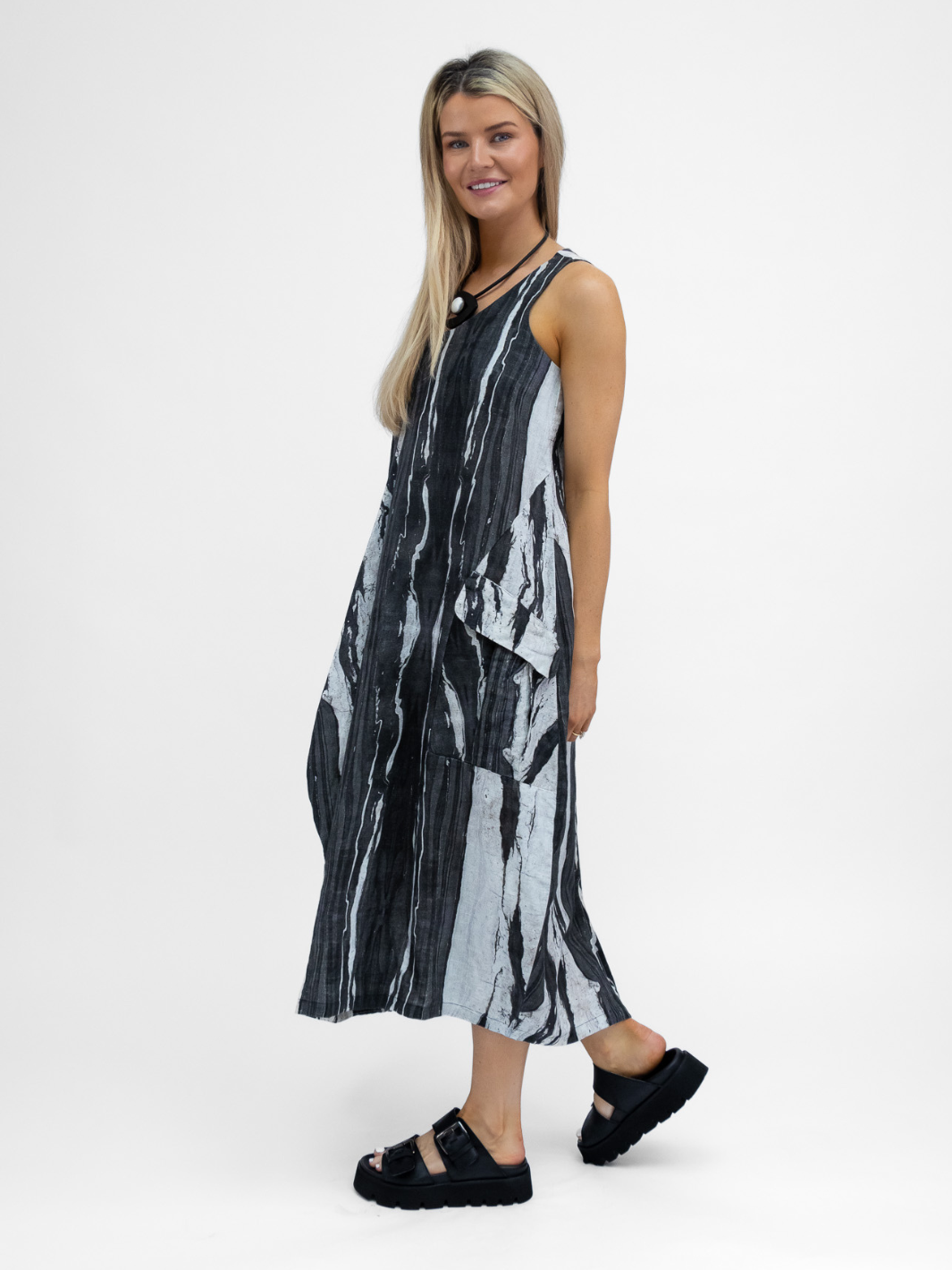 Lotus Eaters Dress Saba Printed Dress In Off White And Black From Lotus Eaters
