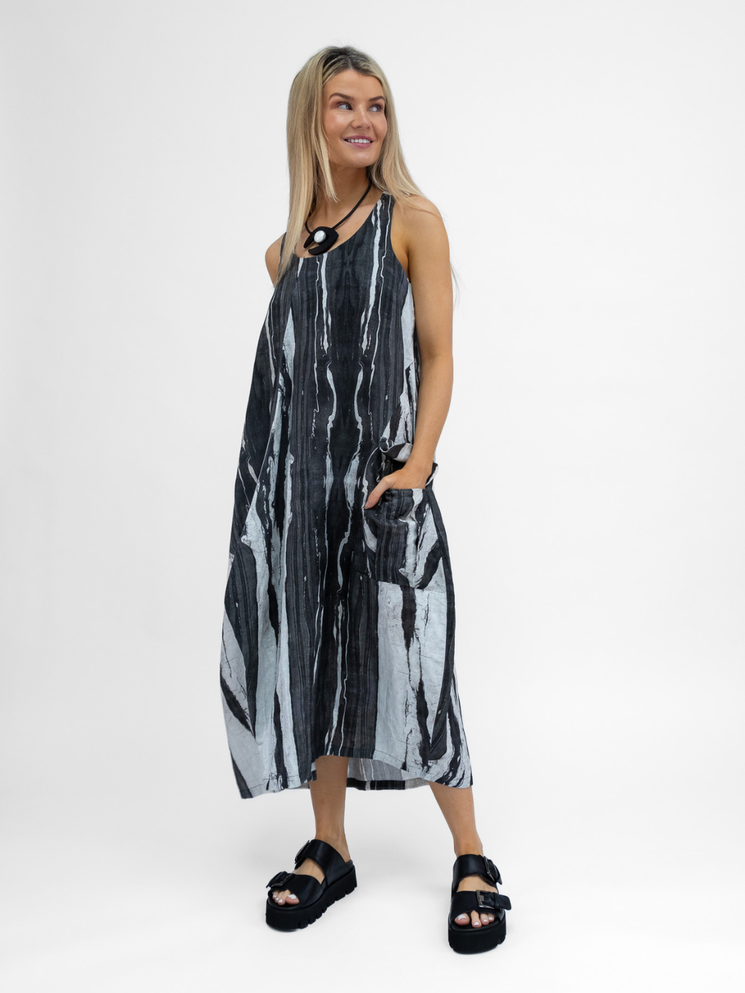 Lotus Eaters Dress Saba Printed Dress In Off White And Black From Lotus Eaters