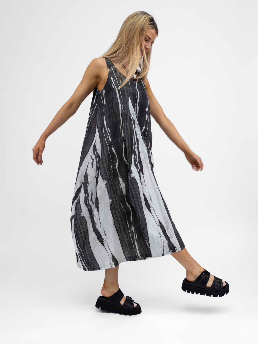 Lotus Eaters Dress Saba Printed Dress In Off White And Black From Lotus Eaters