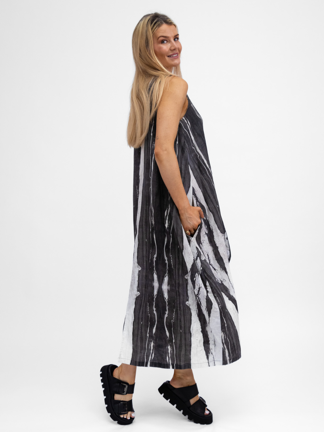 Lotus Eaters Dress Saba Printed Dress In Off White And Black From Lotus Eaters