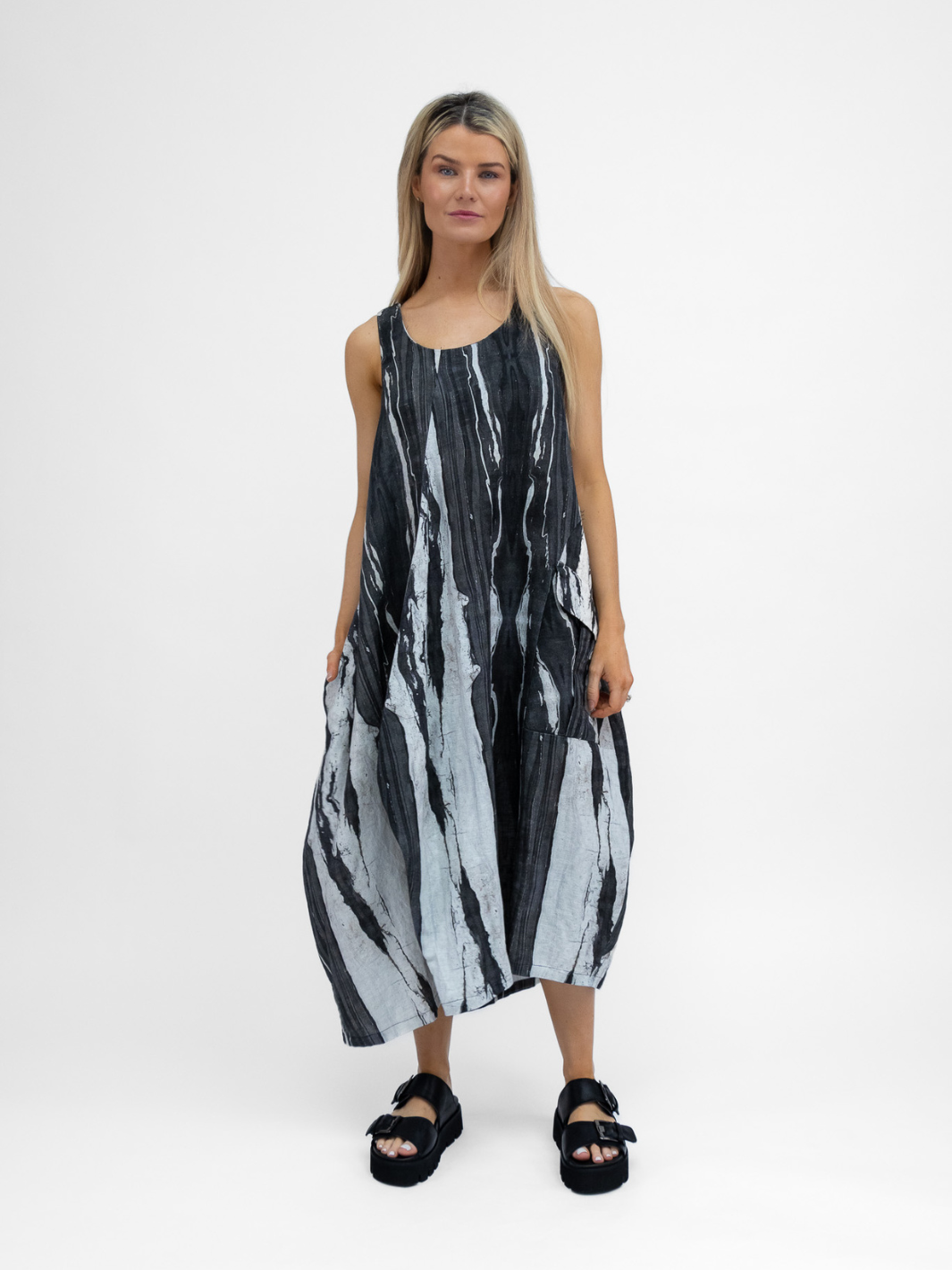 Lotus Eaters Dress Saba Printed Dress In Off White And Black From Lotus Eaters