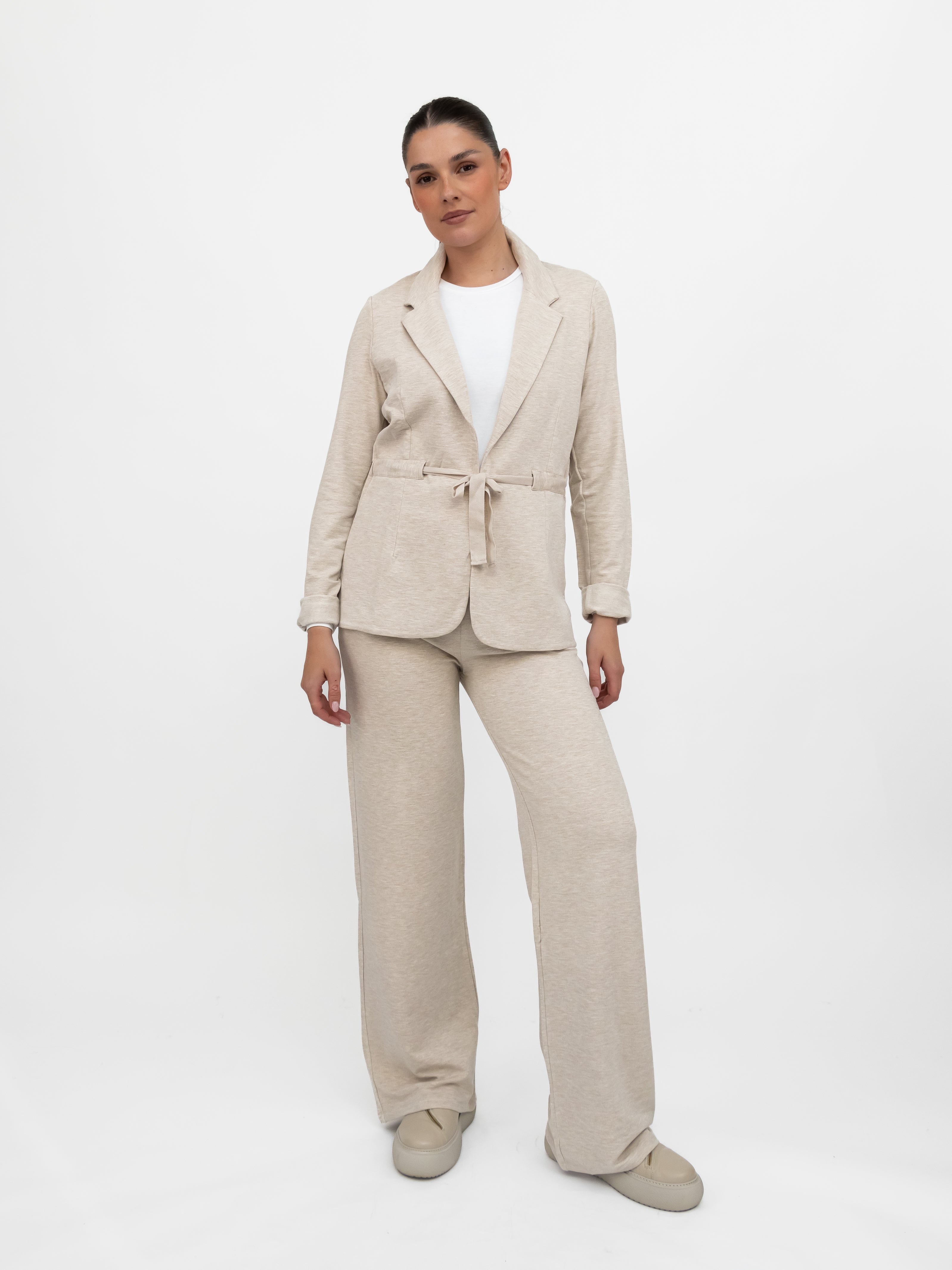 Majestic Filatures Jacket Belted Jacket in Ecru Marl