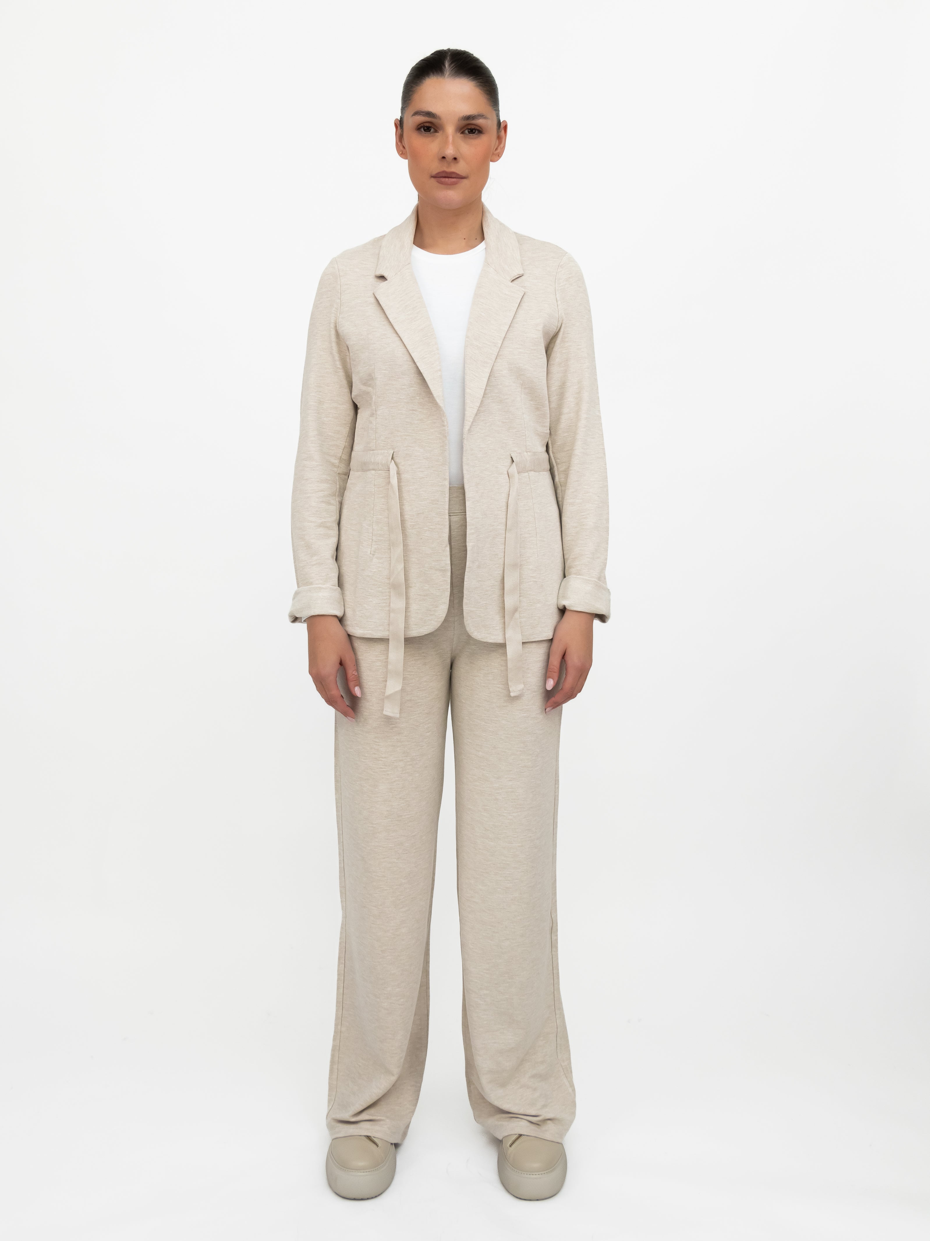 Majestic Filatures Jacket Belted Jacket in Ecru Marl