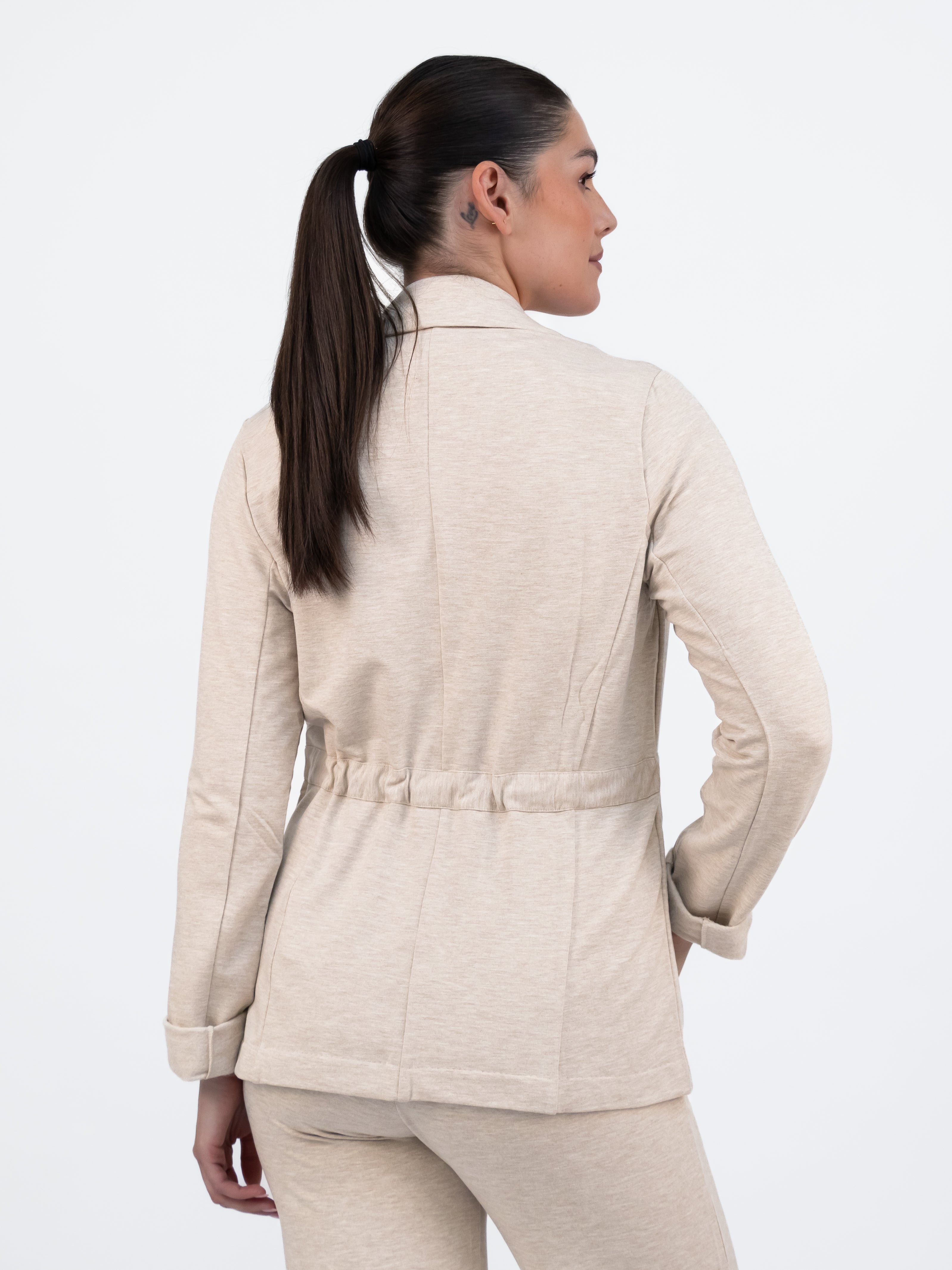 Majestic Filatures Jacket Belted Jacket in Ecru Marl