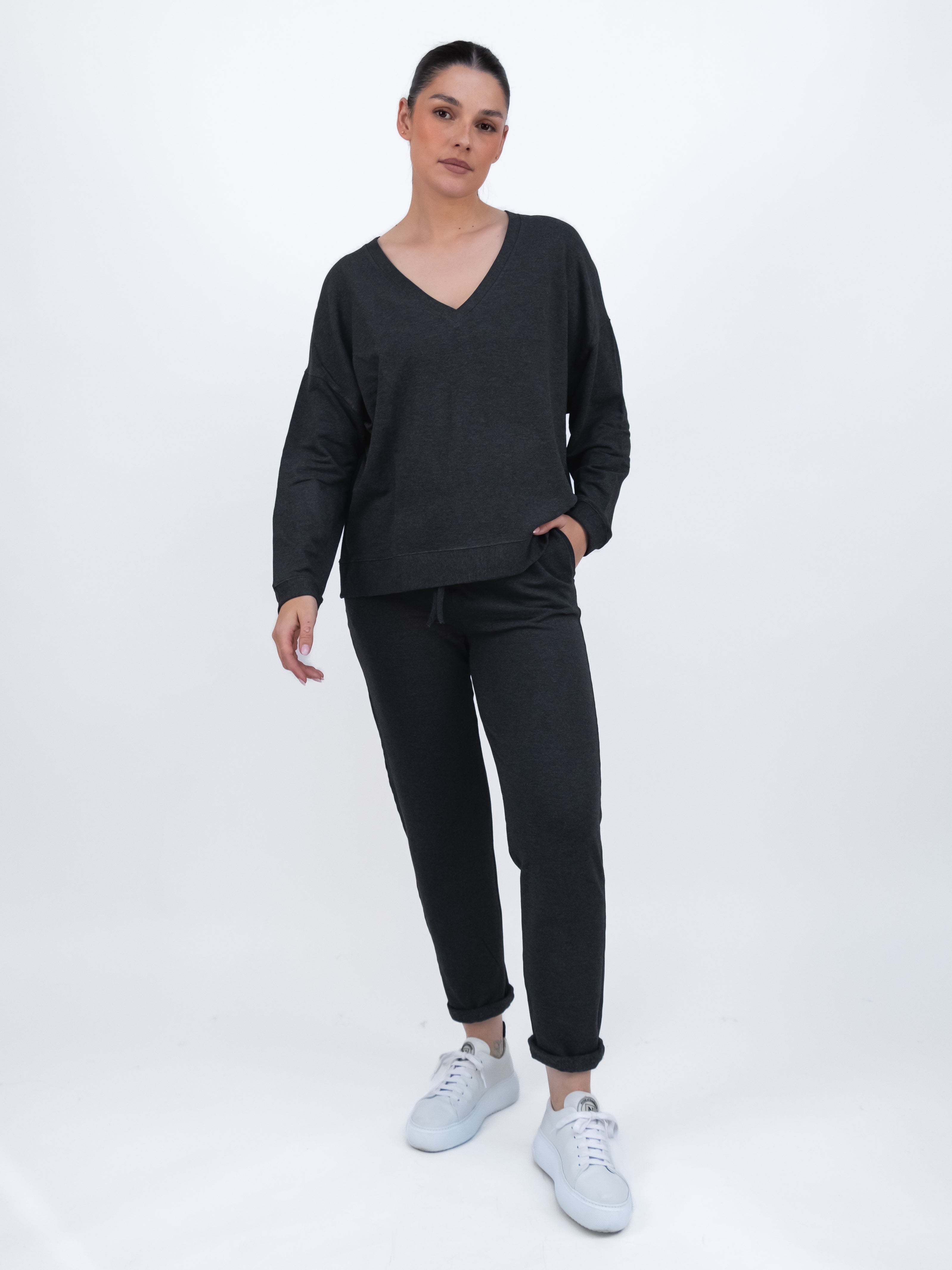 Majestic Filatures Pants Grey Slim Jogger in Anthracite Heather