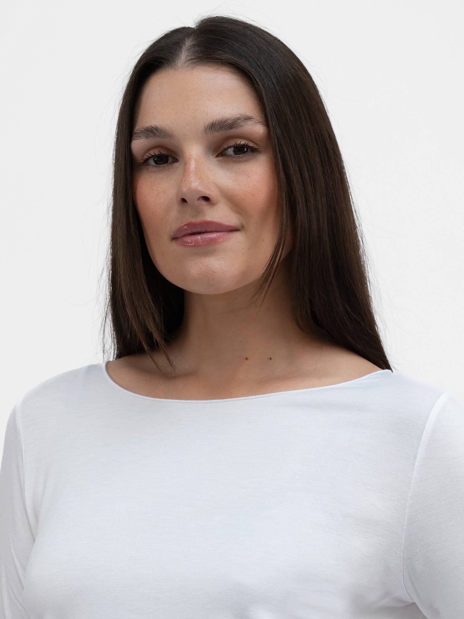 Majestic Filatures T-Shirt Adele Boat Neck 3/4 Sleeve Tee in White