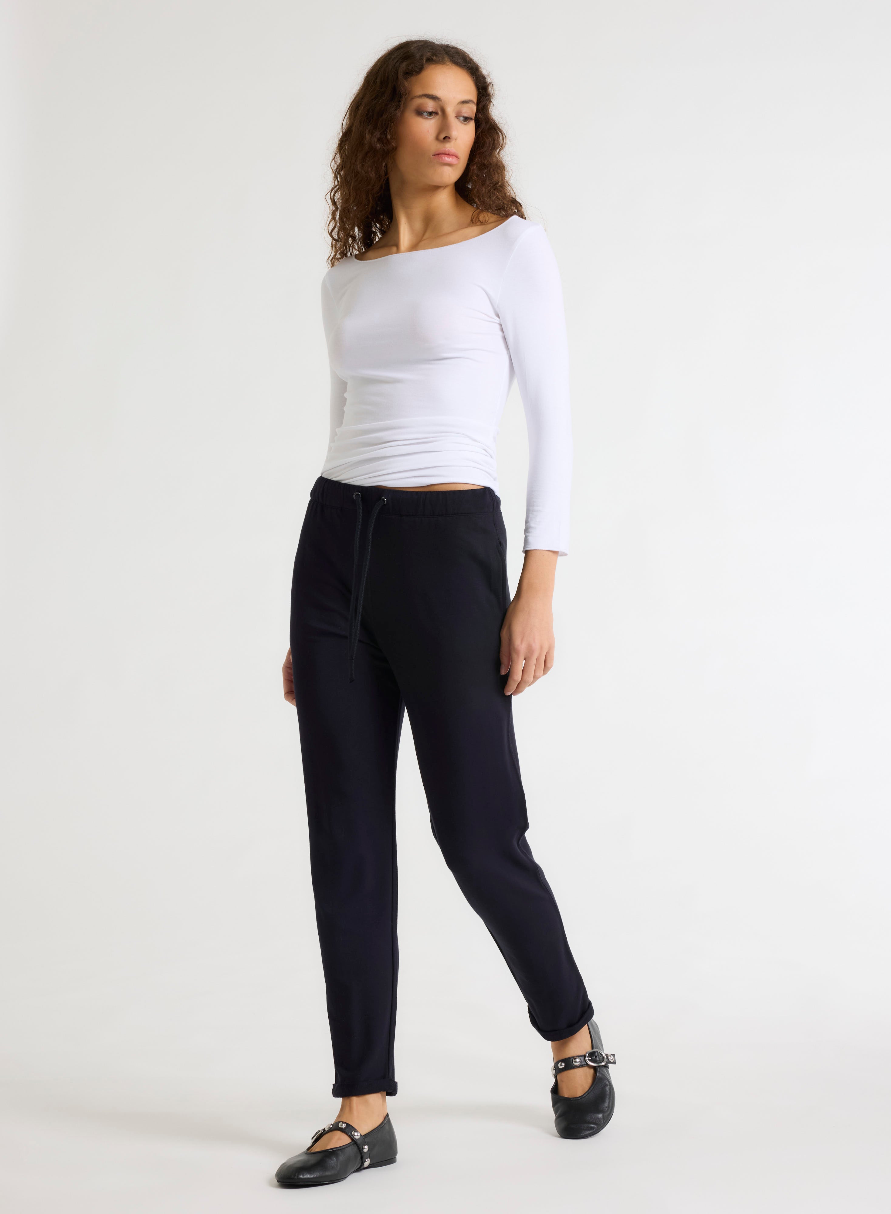 Majestic Filatures T-Shirt Adele Boat Neck 3/4 Sleeve Tee in White