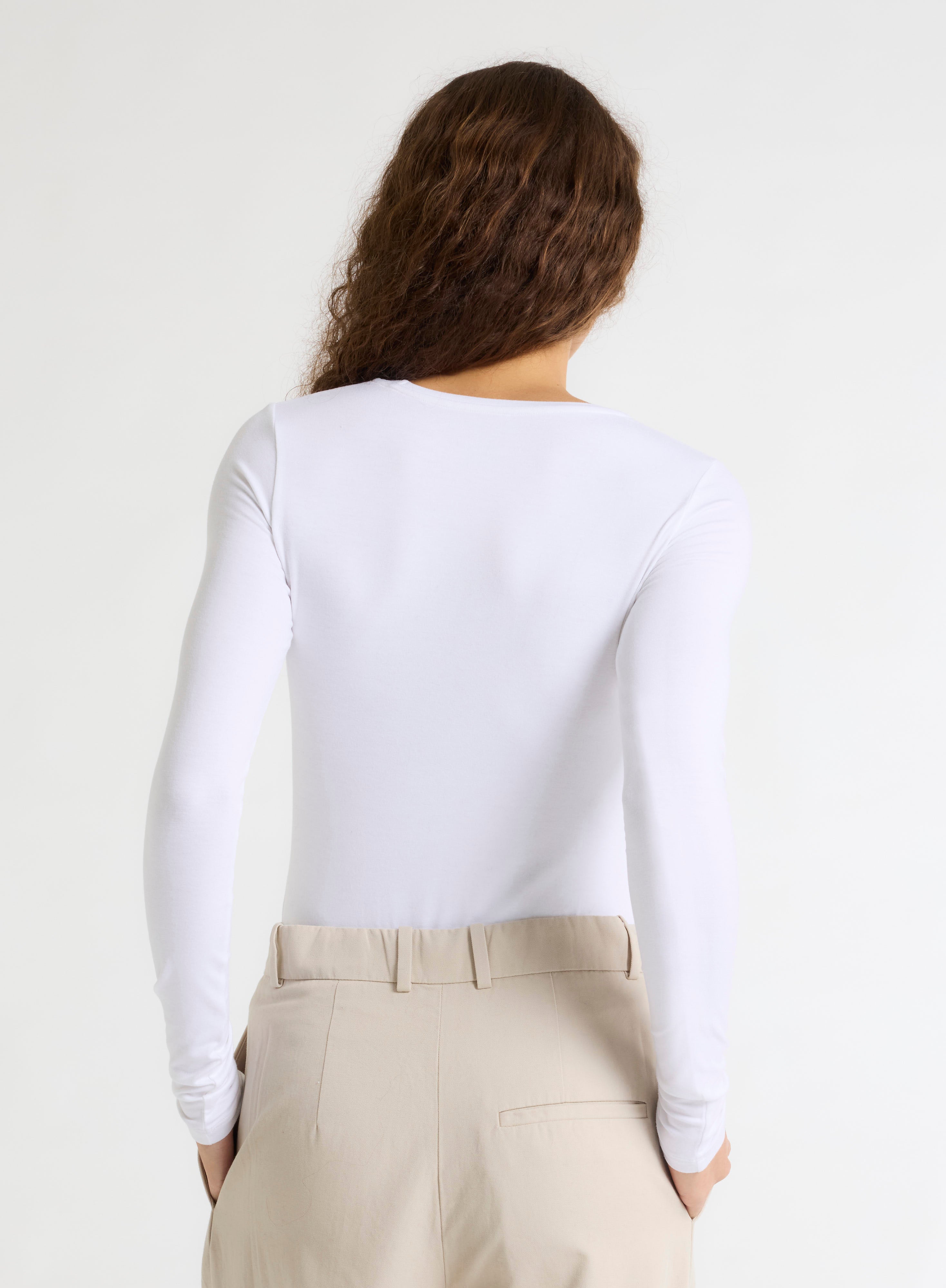 Majestic Filatures T-Shirt Ally Round Neck Long Sleeve Tee in White