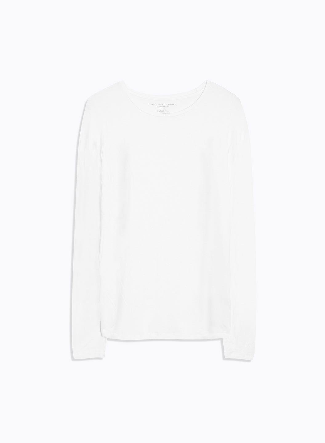Majestic Filatures T-Shirt Ally Round Neck Long Sleeve Tee in White