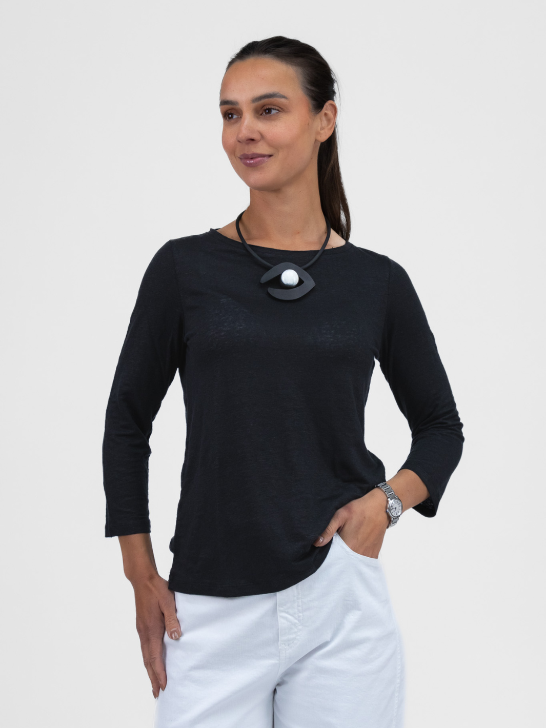 Majestic Filatures Top Bateau Top In Black From Majestic Filatures