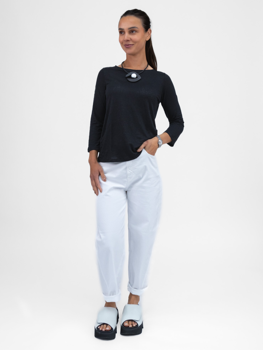 Majestic Filatures Top Bateau Top In Black From Majestic Filatures