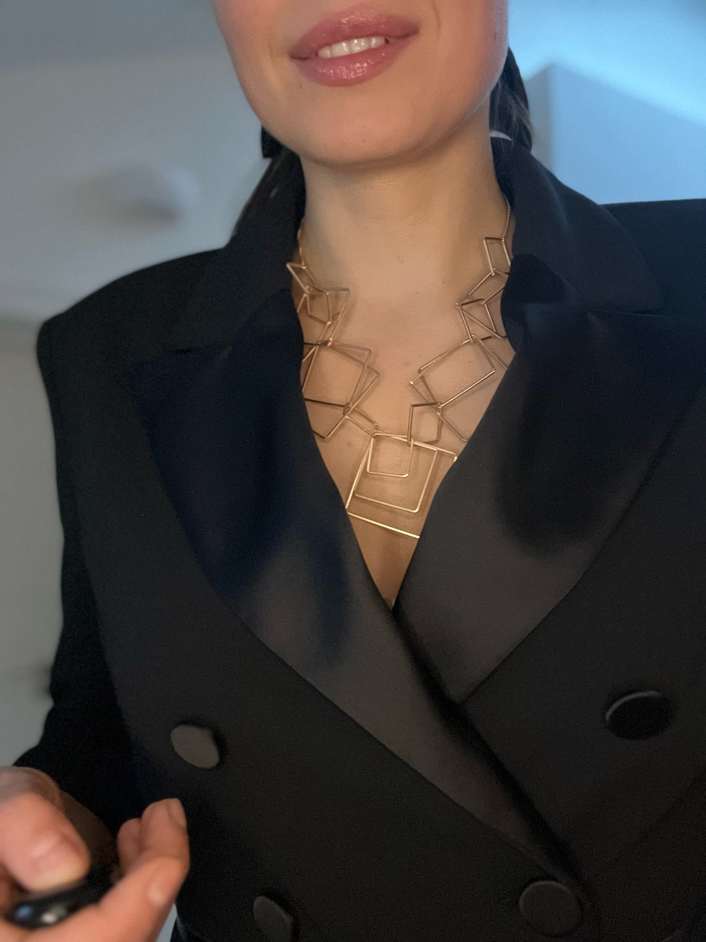Nouvelle Jewellery Contemporary Short Squares necklace in Gold