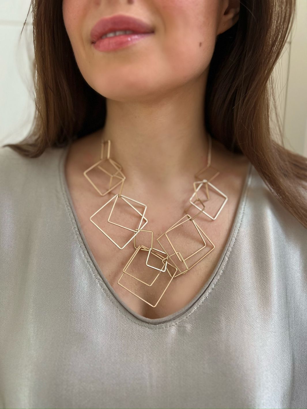 Nouvelle Jewellery Contemporary Short Squares necklace in Gold