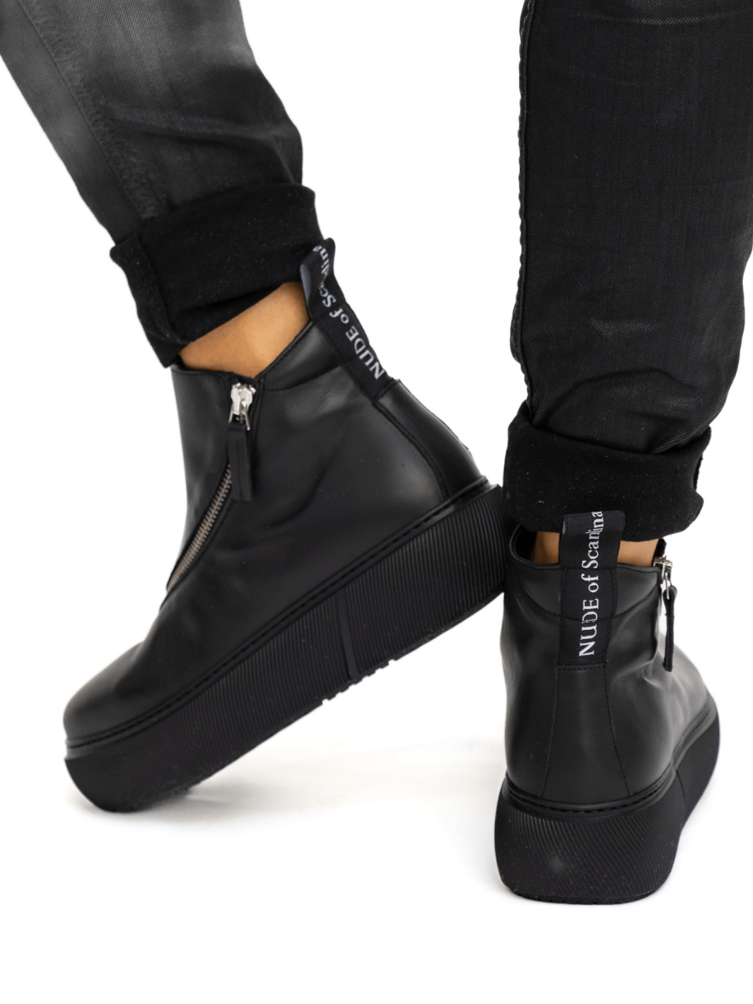 Nude of Scandanavia Sneaker Hedda 001 Black Sneaker In Capricorno Leather