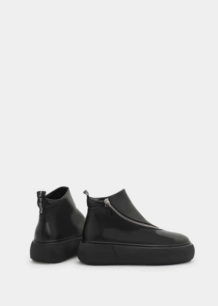 Nude of Scandanavia Sneaker Hedda 001 Black Sneaker In Capricorno Leather