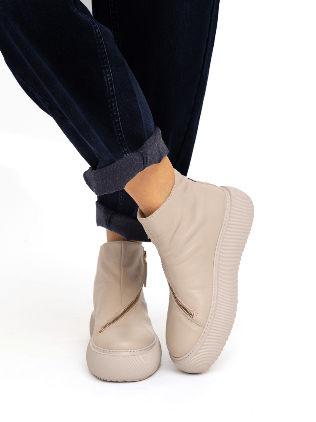 Nude of Scandanavia Sneaker Hedda 001 Latte Macchiato Sneaker In Capricorno Leather