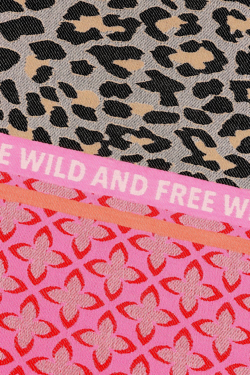 Ombré London Scarf One Size Wild & Free Pink, Orange & Leopard