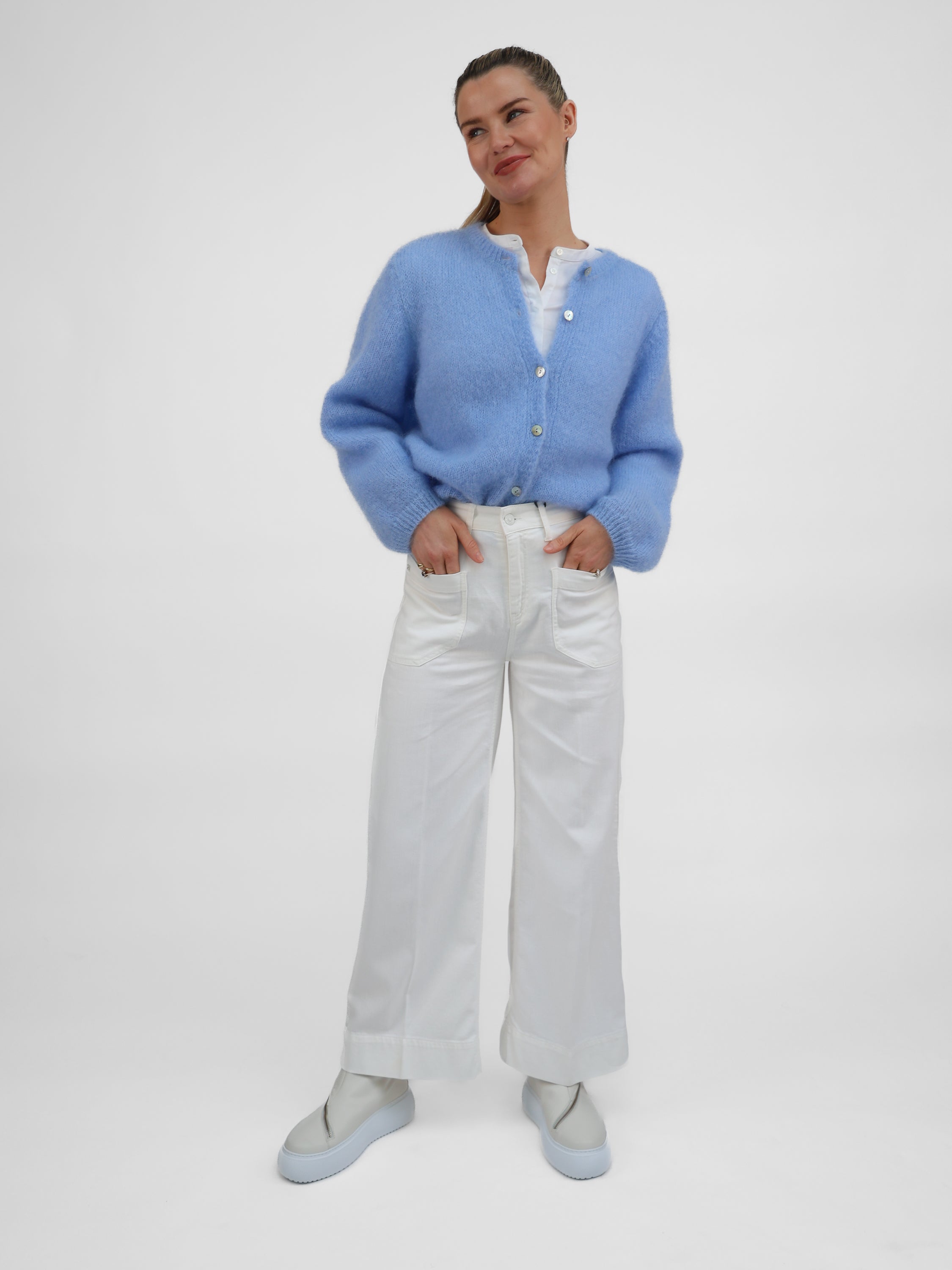 Raffaello Rossi Jeans Miru 6/8 Coloured Soft Denim in Off White