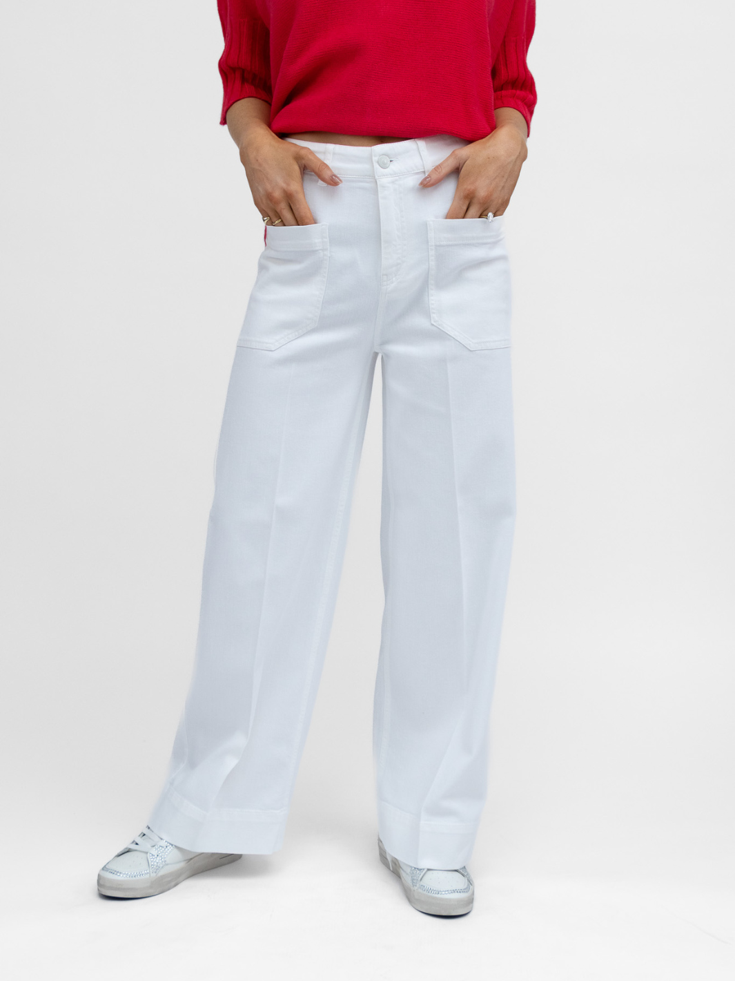 Raffaello Rossi Trousers Miru Wide Leg Jeans In White Denim From Raffaello Rossi