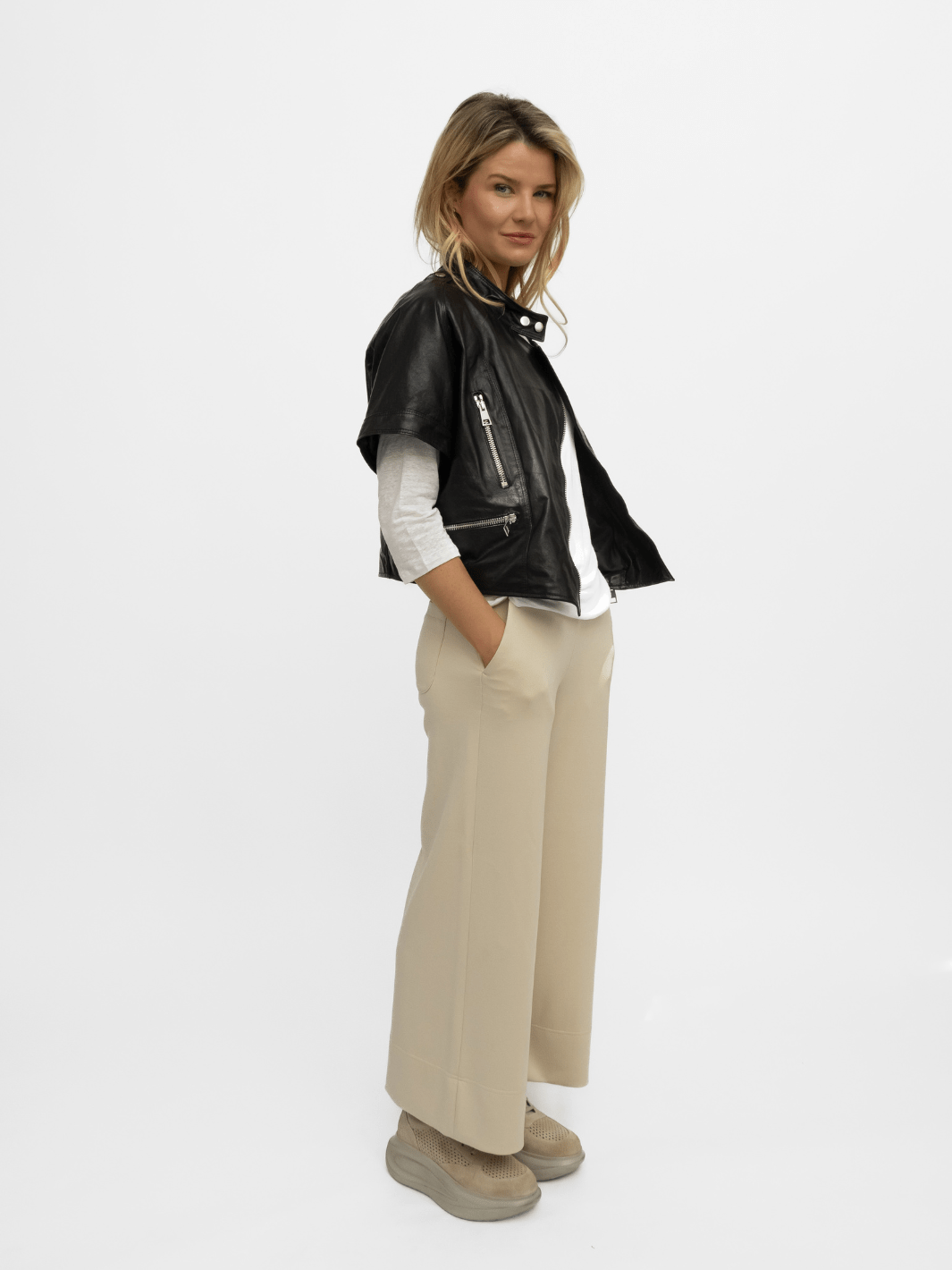 Raffaello Rossi Trousers Palina 6/8 Sport Cosy Jersey Pants in Almond Milk