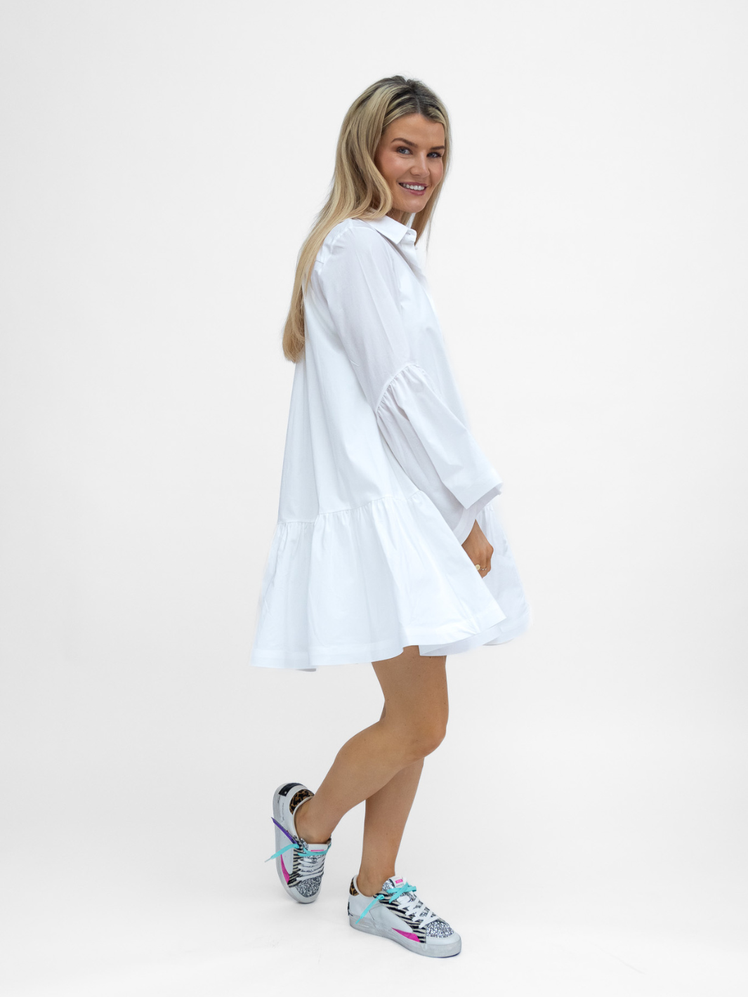 The Italian Collection Dress Chloe Cotton Short Dress In White From The Italian Collection