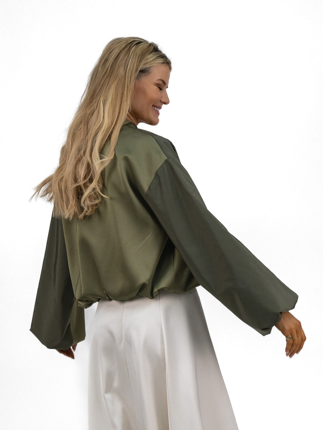 The Italian Collection Jacket Satin Bomber Jacket In Khaki From The Italian Collection