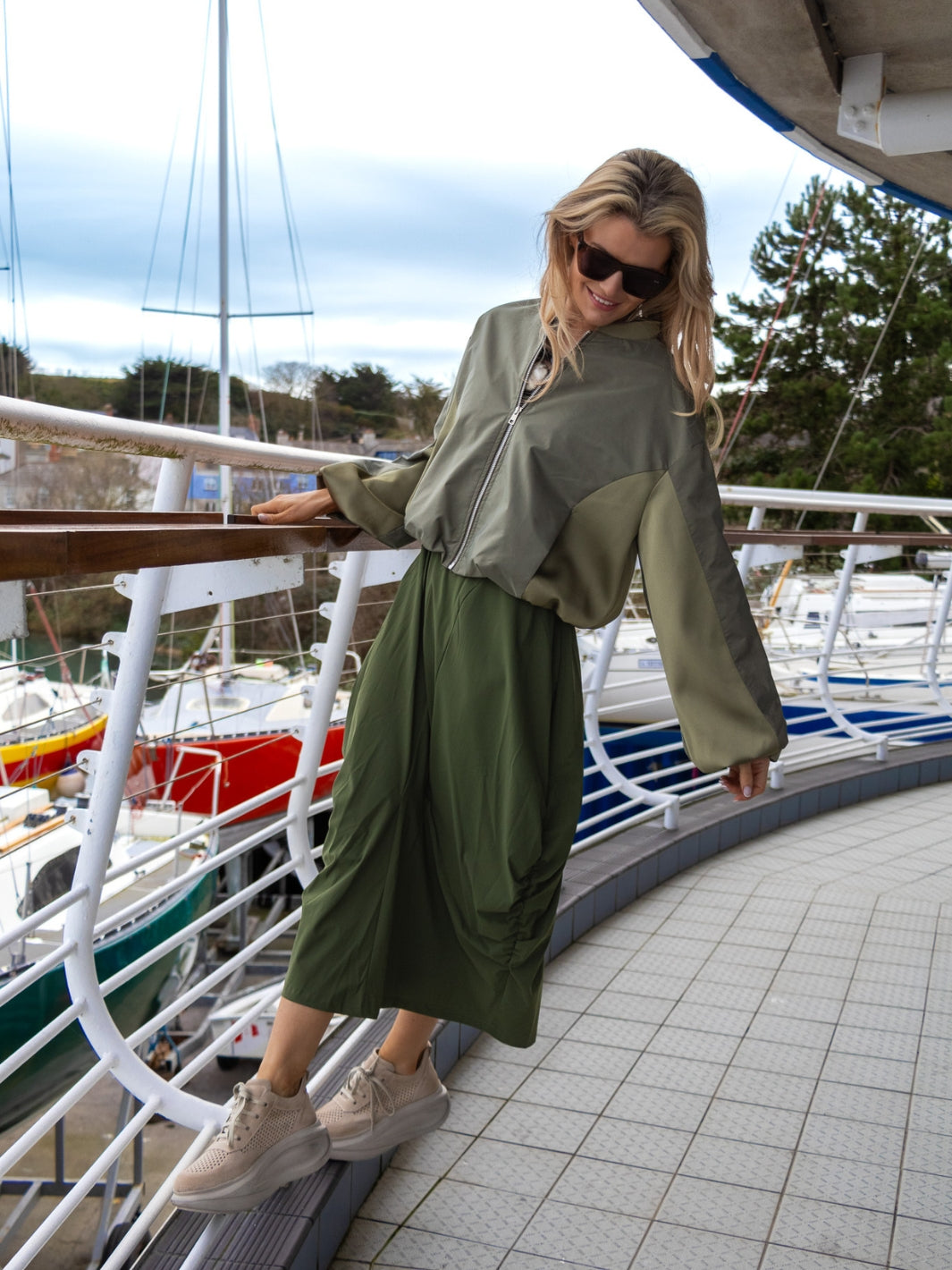 The Italian Collection Jacket Satin Bomber Jacket In Khaki From The Italian Collection