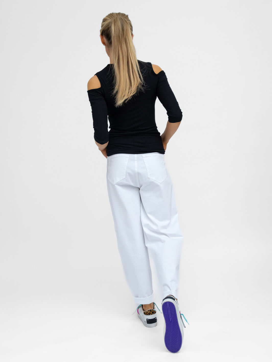 The Italian Collection Top Cold Shoulder Top In Black