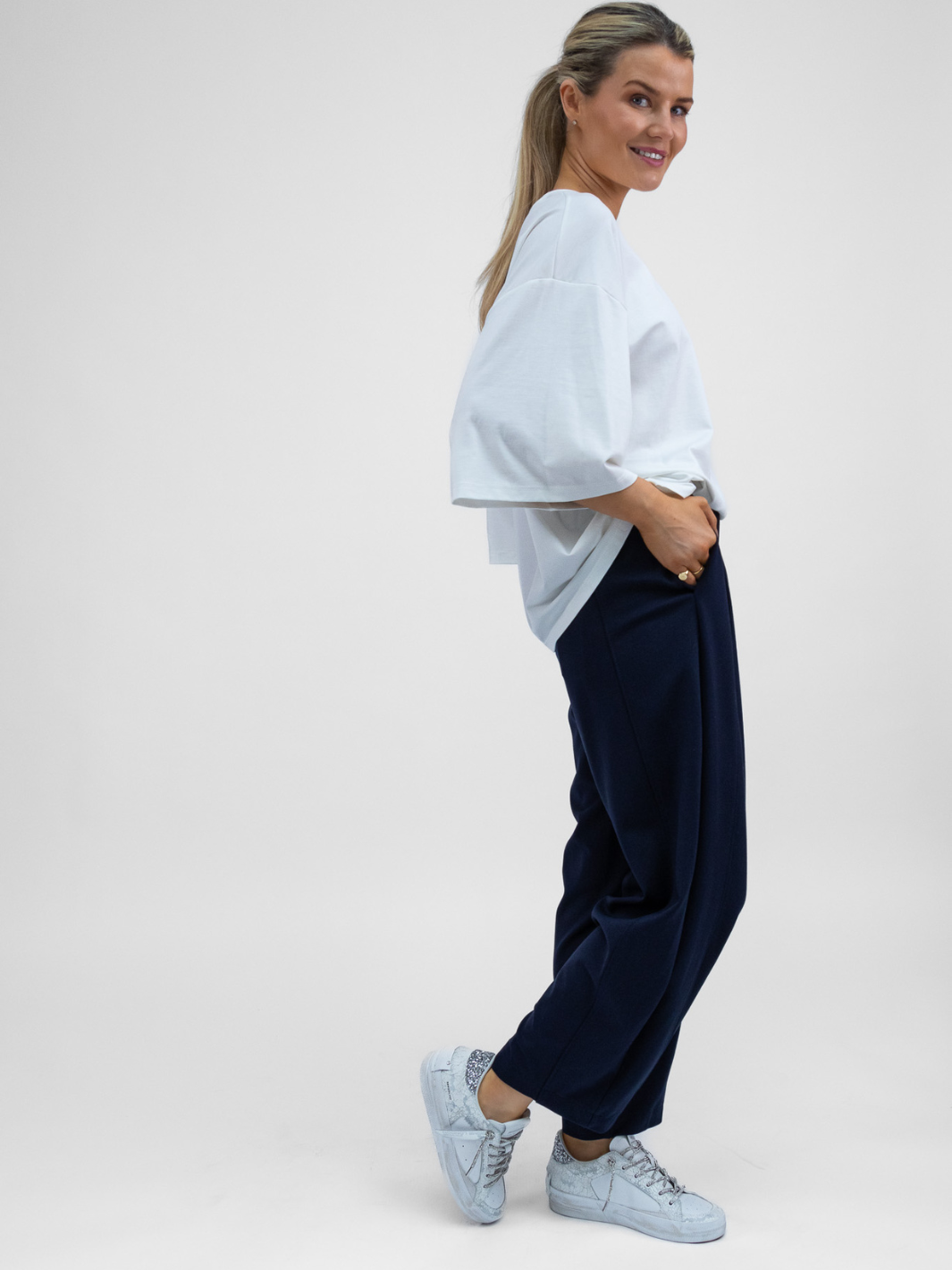 The Italian Collection Trousers Tokyo Travel Trousers In Navy From The Italian Collection