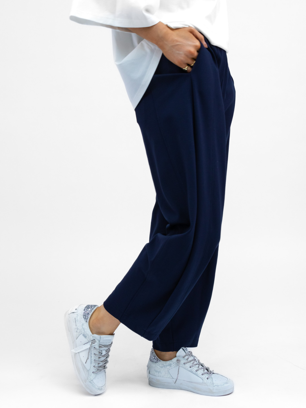 The Italian Collection Trousers Tokyo Travel Trousers In Navy From The Italian Collection