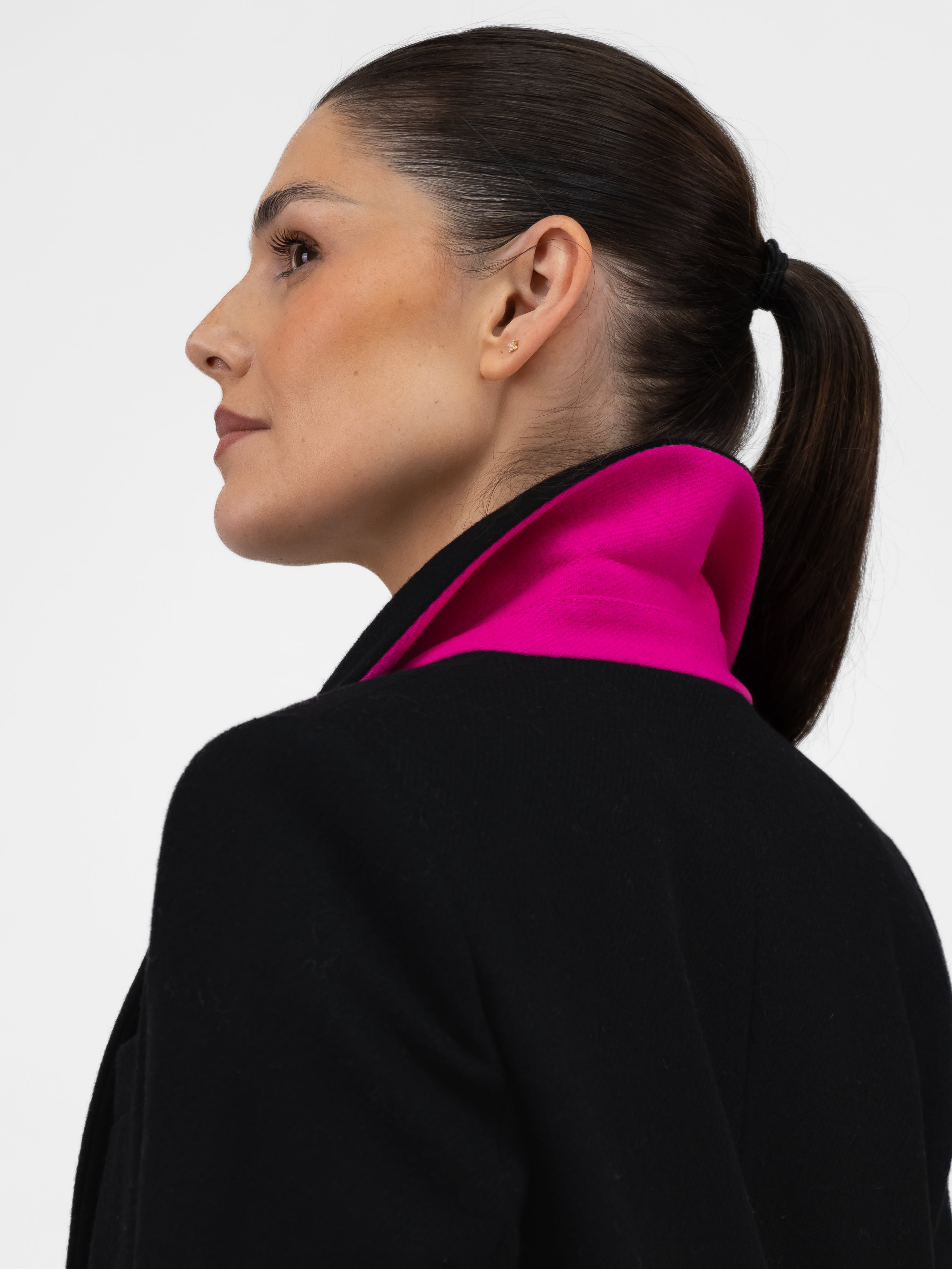 Vilagallo Coat Black Wool Blend Coat With Bee Buttons