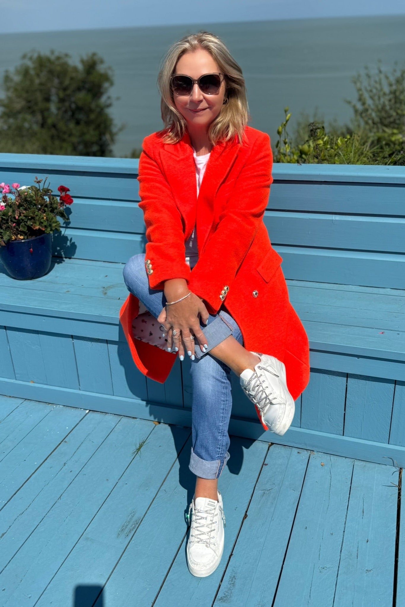 Vilagallo Coat Neon Wool Coat in Orange