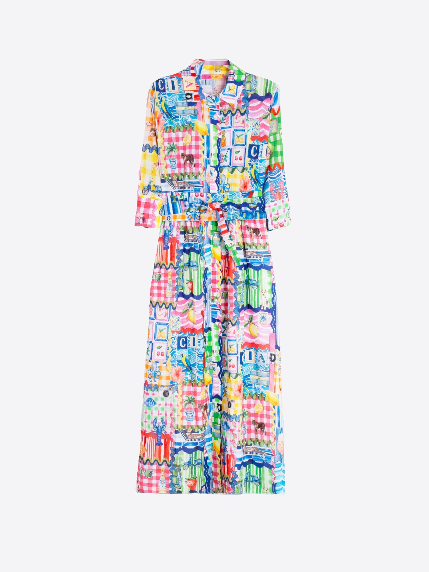 Vilagallo Dress Brenda Capri Print Belted Maxi Dress