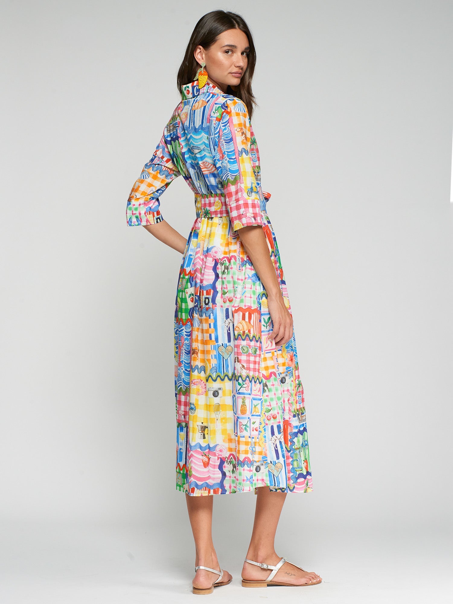 Vilagallo Dress Brenda Capri Print Belted Maxi Dress
