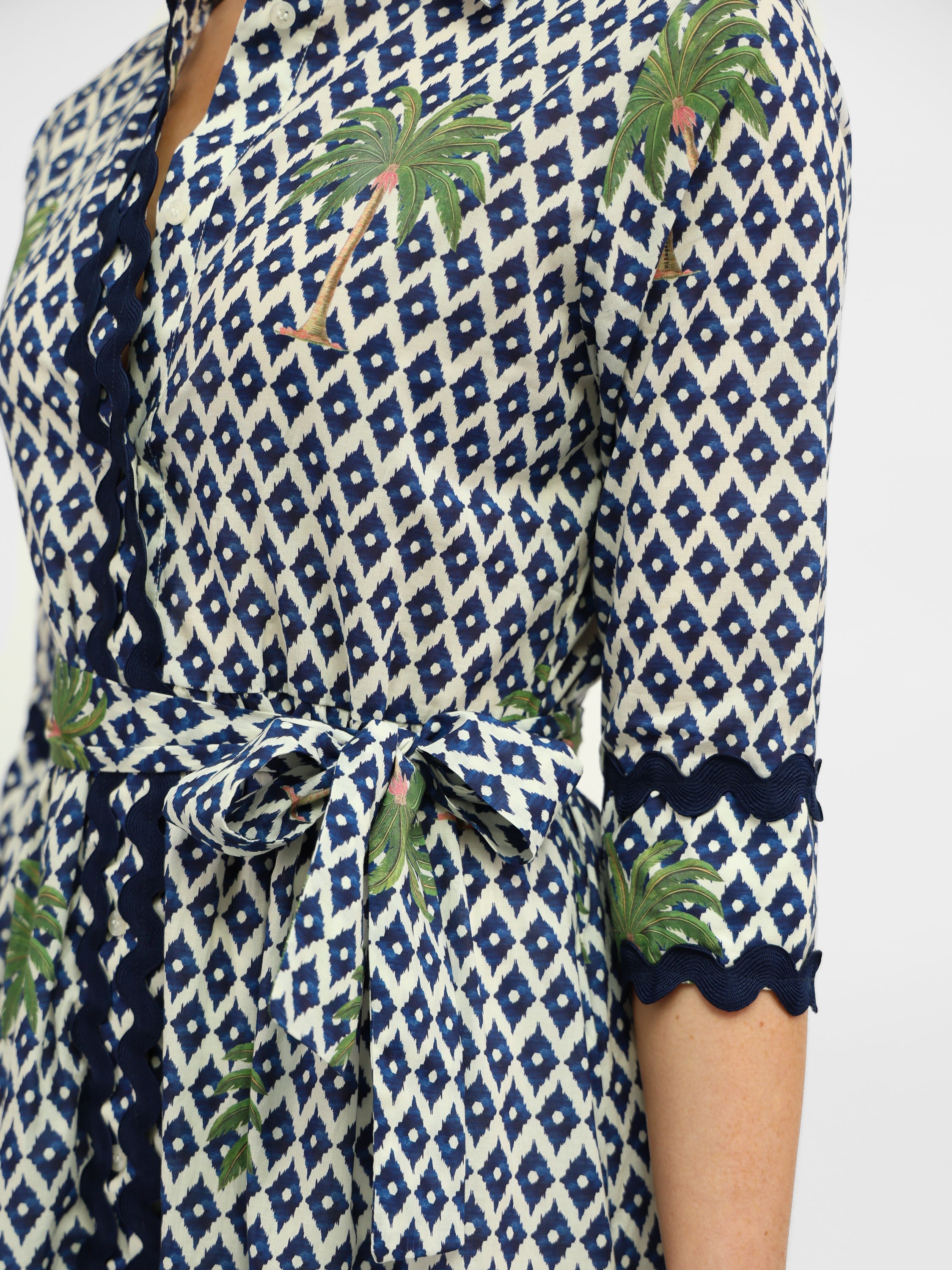 Vilagallo Dress Brenda Ikat Dress Palm Trees