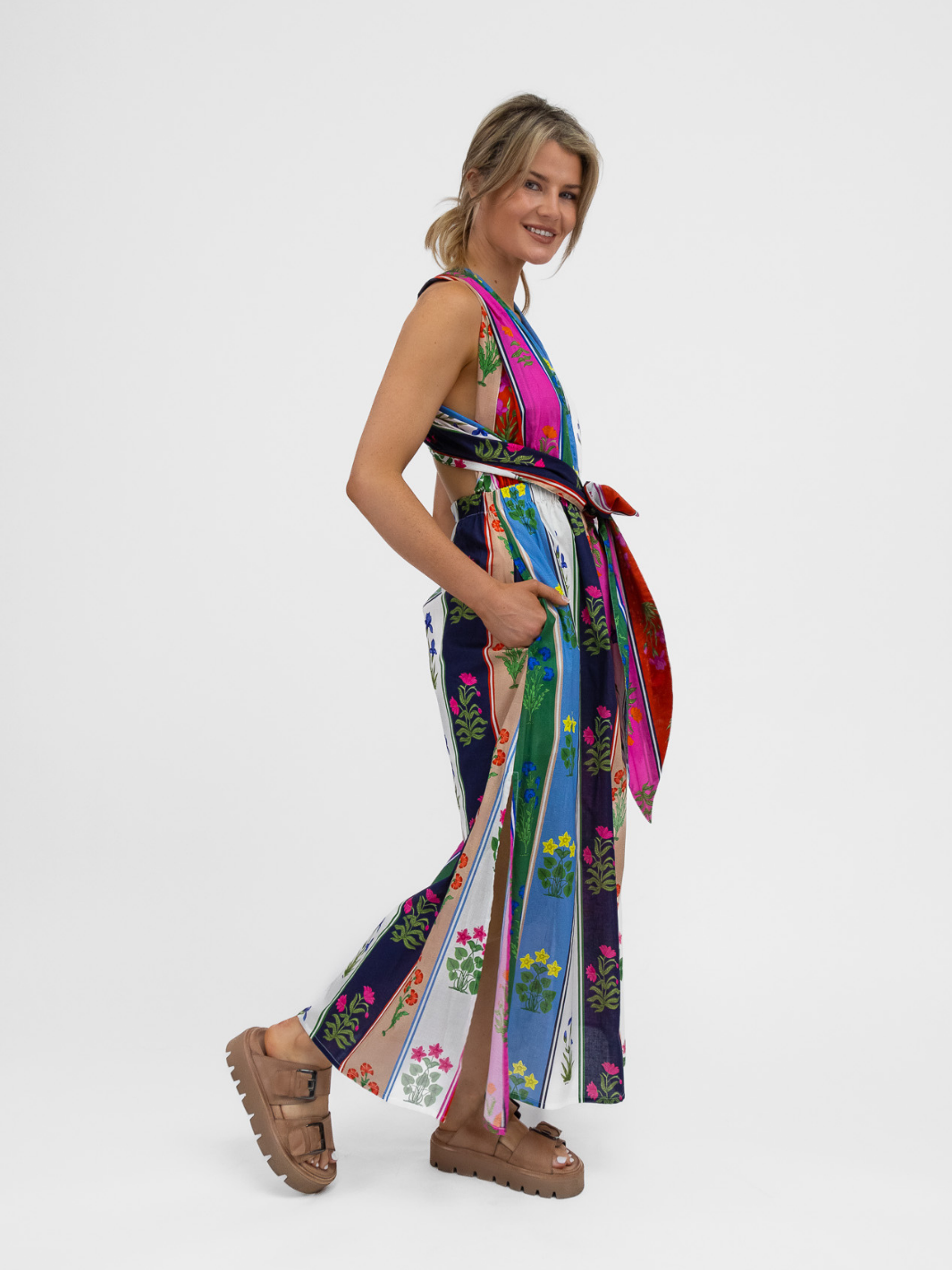 Vilagallo Dress Cruzado Cotton Dress In Flores Print From Vilagallo