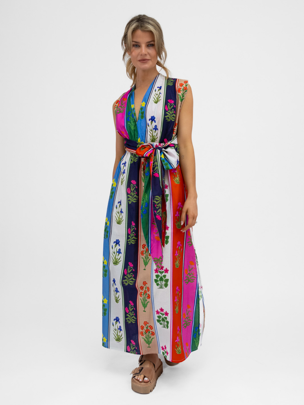 Vilagallo Dress Cruzado Cotton Dress In Flores Print From Vilagallo