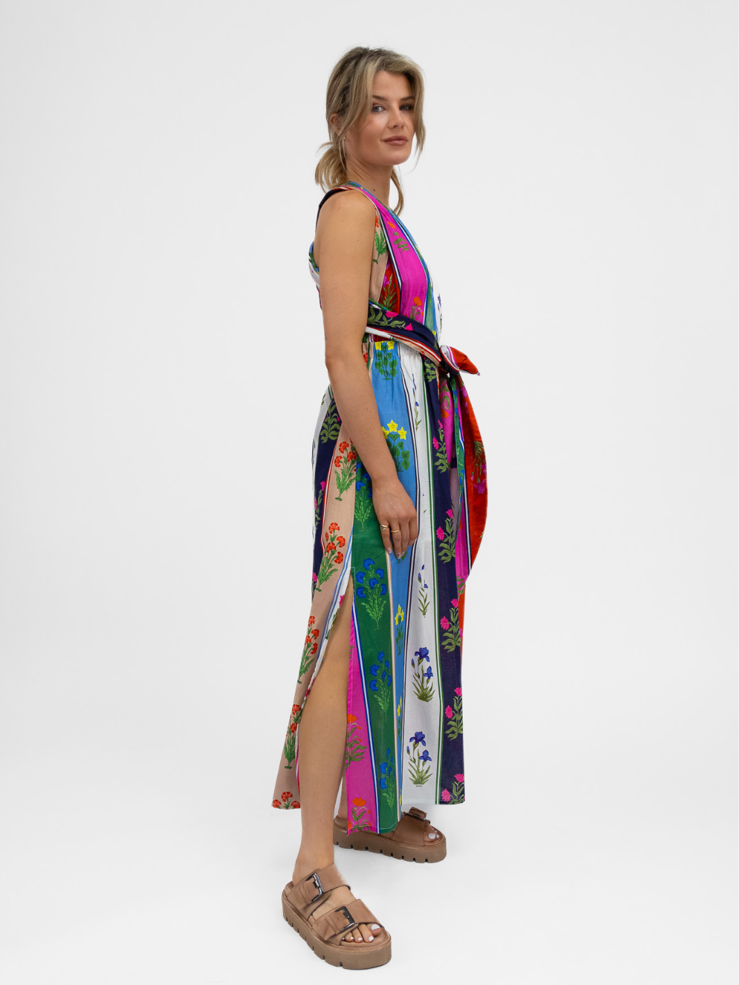 Vilagallo Dress Cruzado Cotton Dress In Flores Print From Vilagallo