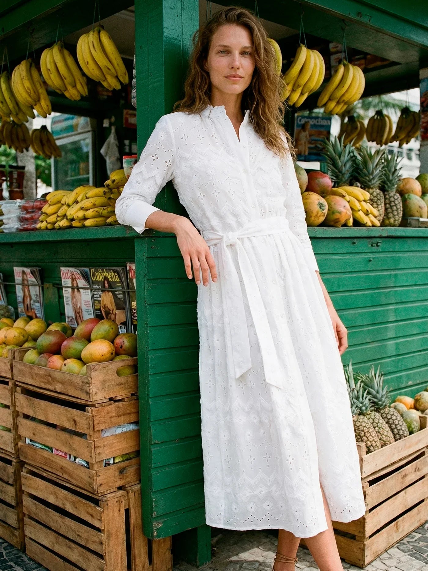 Vilagallo Dress White Embroidered Dress