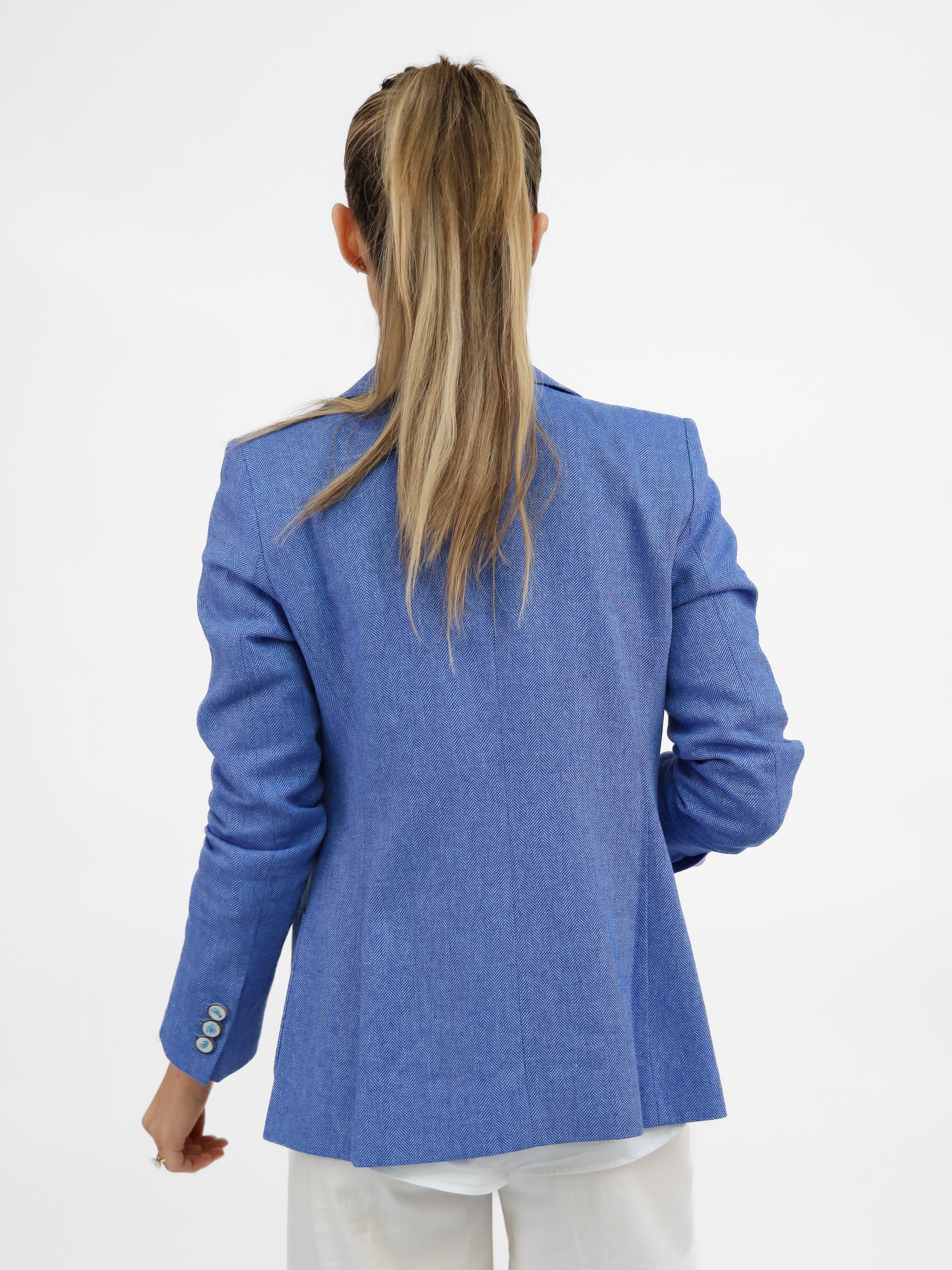 Vilagallo Jacket Gadea Herringbone Linen Blend Blazer in Light Blue