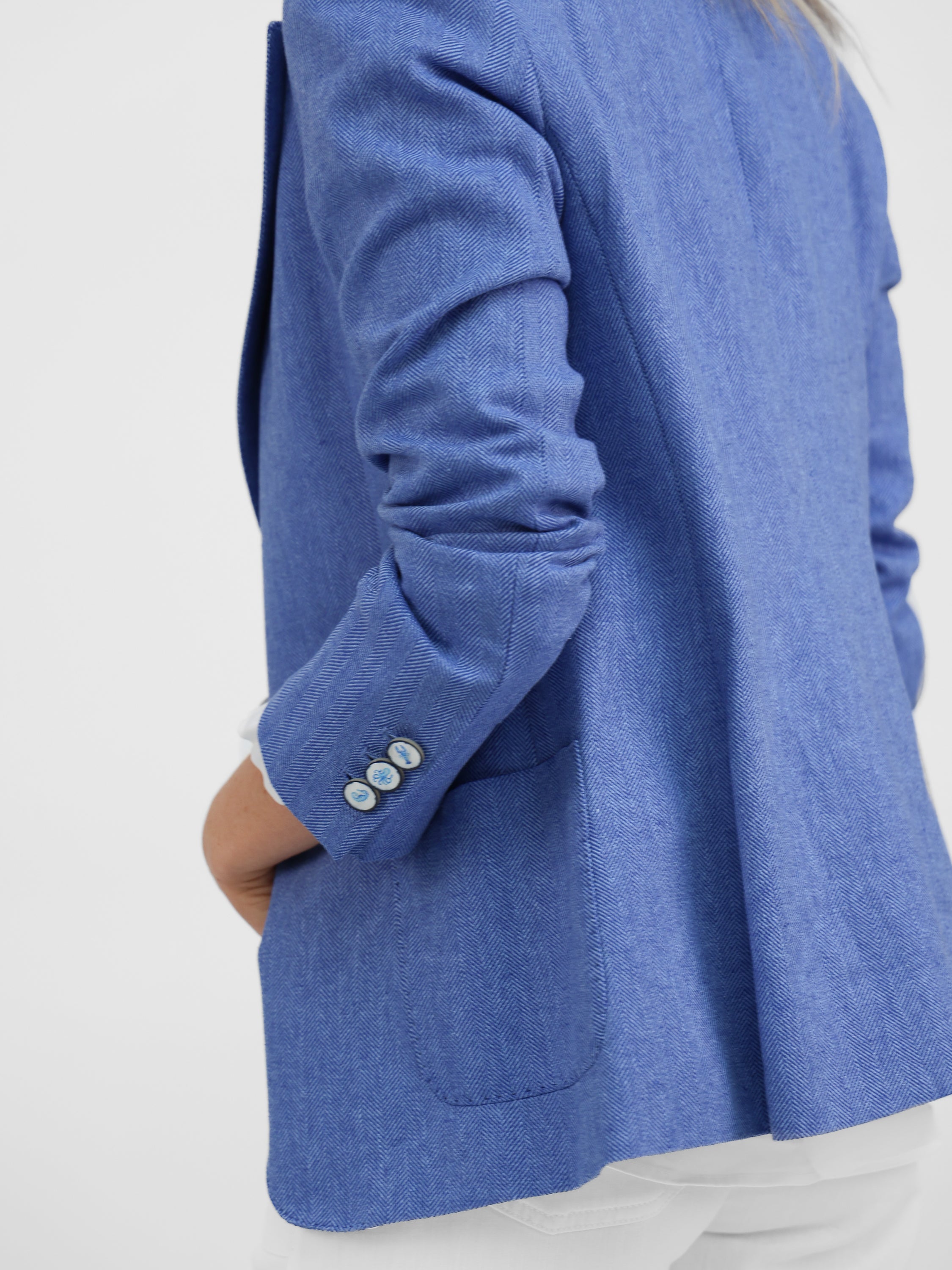 Vilagallo Jacket Gadea Herringbone Linen Blend Blazer in Light Blue