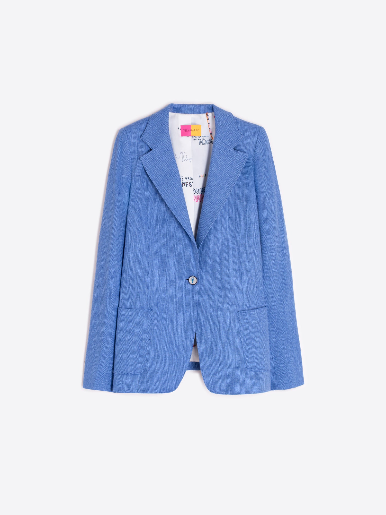 Vilagallo Jacket Gadea Herringbone Linen Blend Blazer in Sky Blue