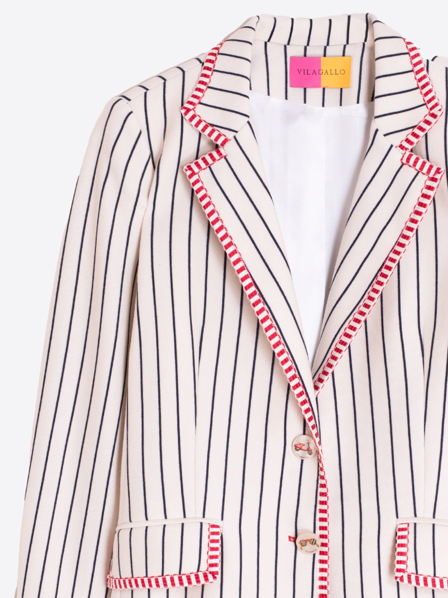 Vilagallo Jacket Nuria Pinstripe Blazer in Cream