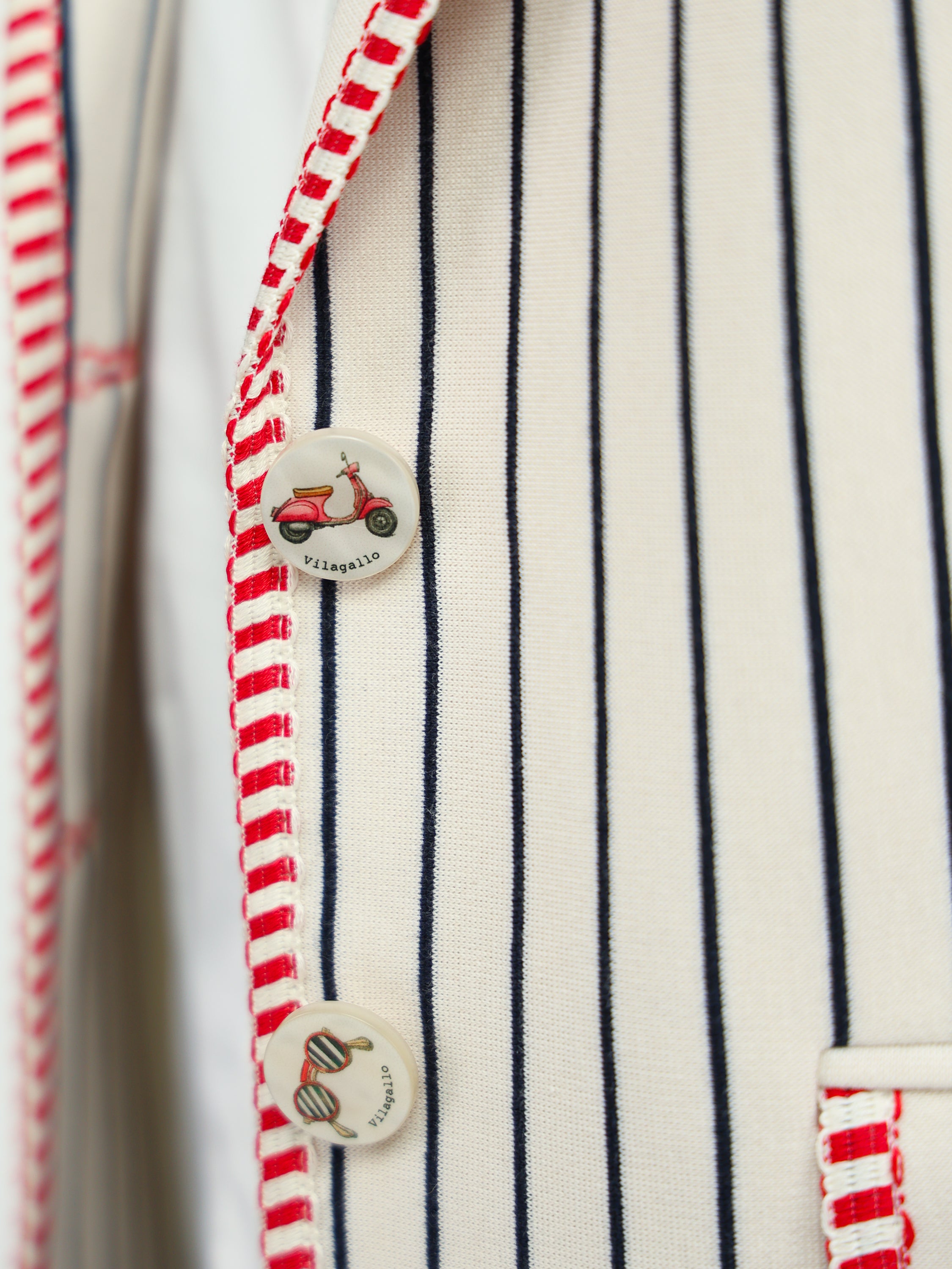 Vilagallo Jacket Nuria Pinstripe Blazer with Red Trim