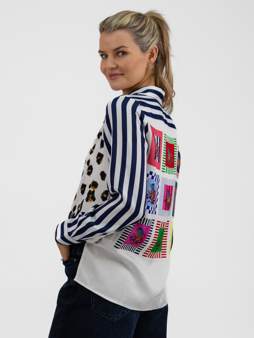 Vilagallo Shirt Leopard Multi Print Shirt From Vilagallo