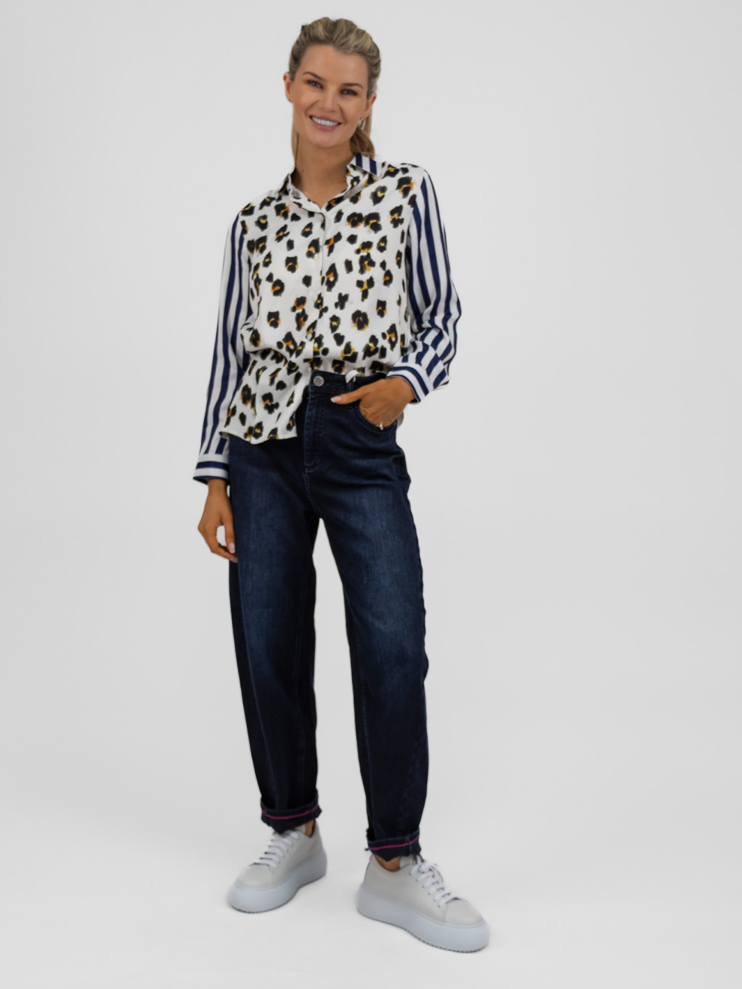 Vilagallo Shirt Leopard Multi Print Shirt From Vilagallo