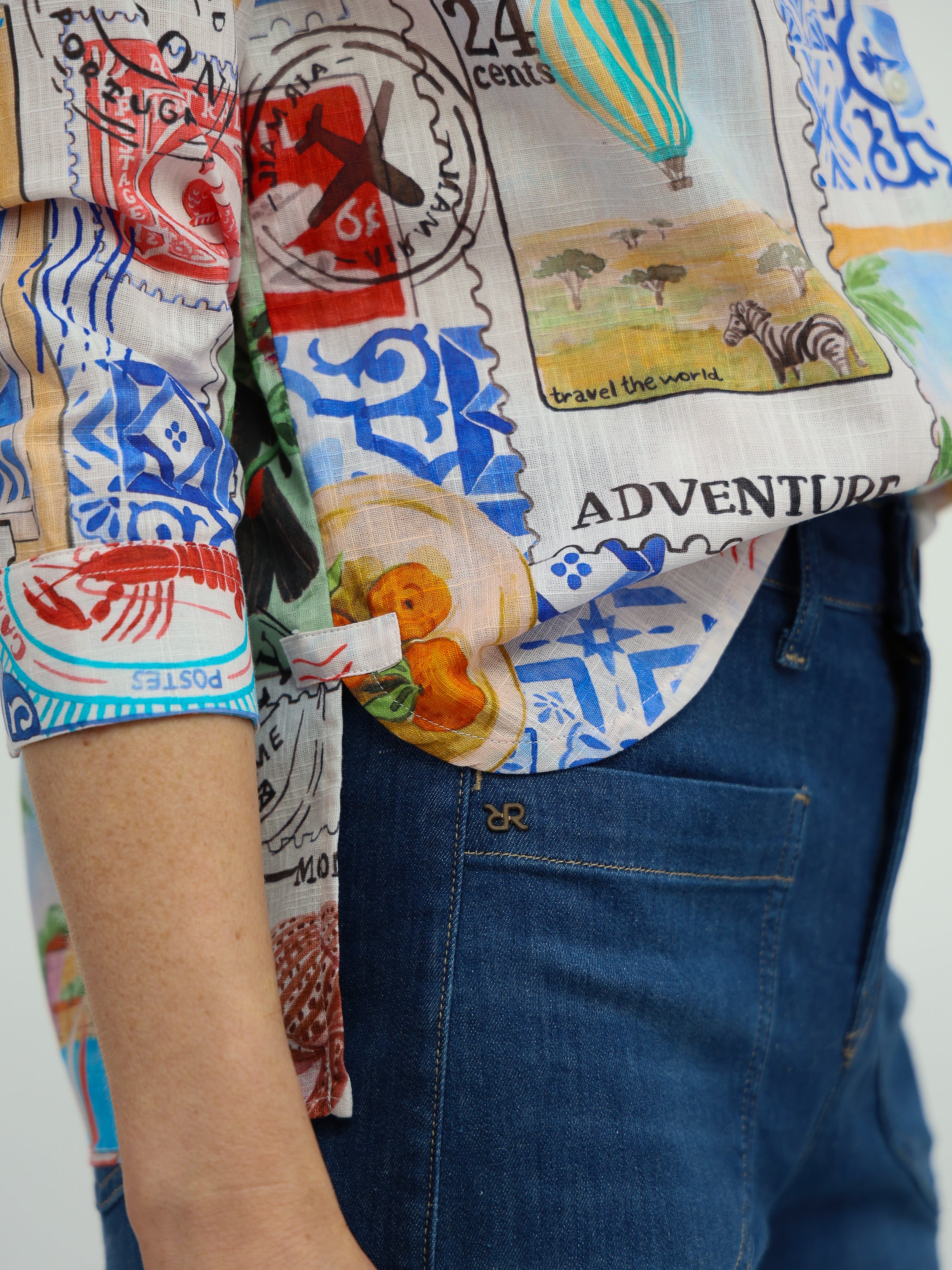 Vilagallo Shirt Travel Stamp Print Shirt