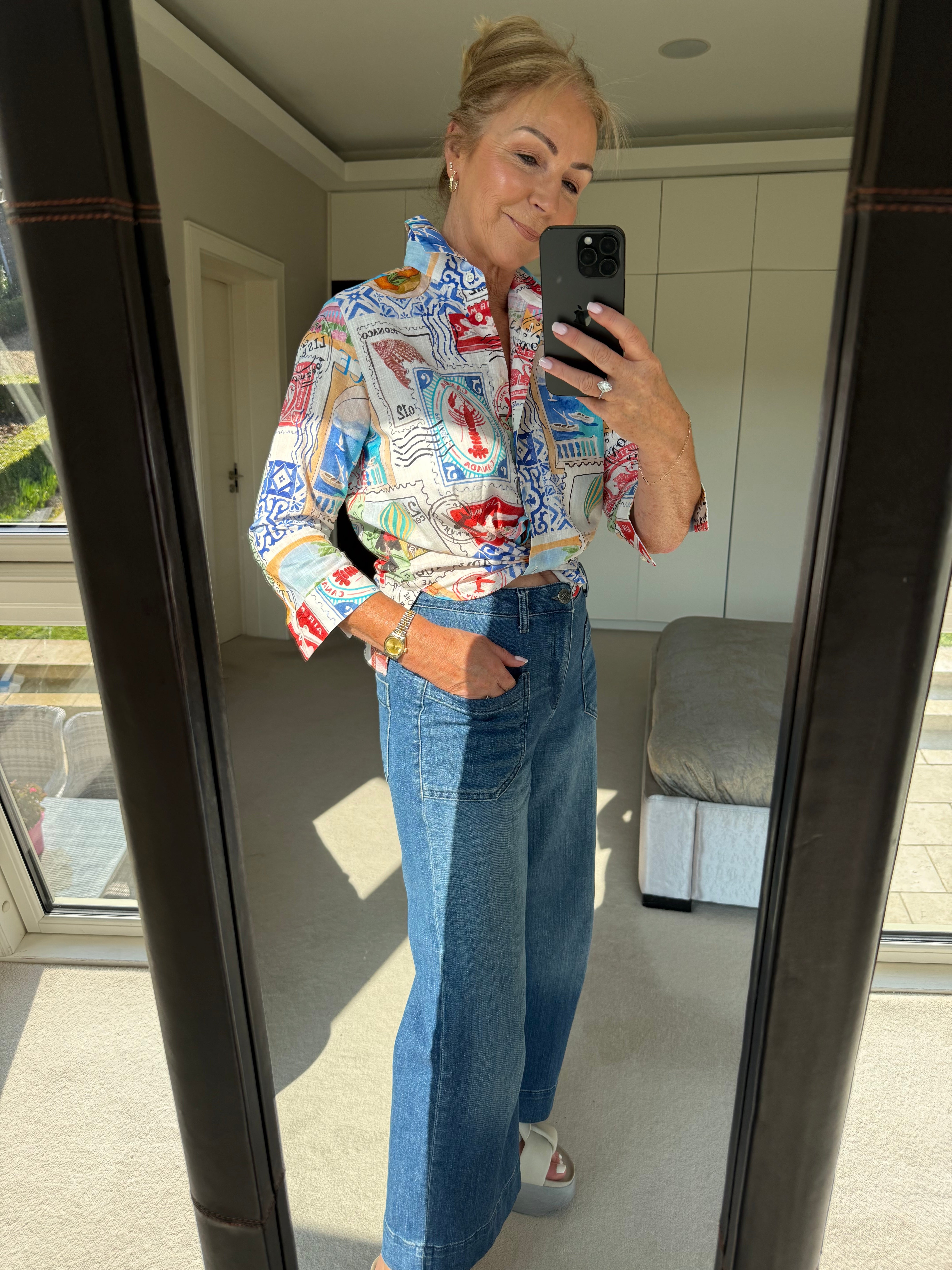 Vilagallo Shirt Travel Stamp Print Shirt